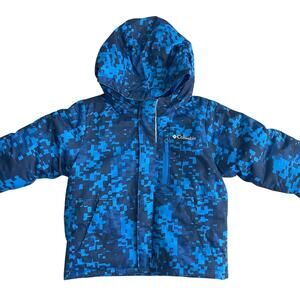 Columbia Toddler Boys 2T Winter Jacket Blue Digital Camo Hooded Coat Ski Snow